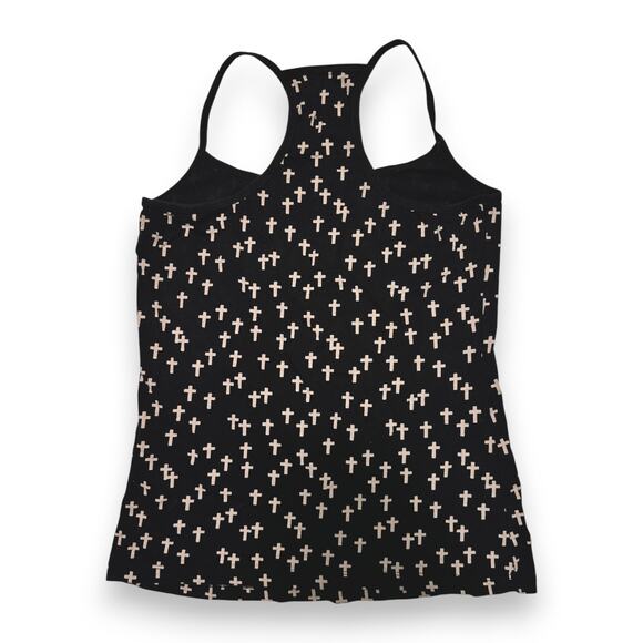 Y2K Garage Black Cross Pattern Print Racerback Tank Size Medium - Picture 4 of 8